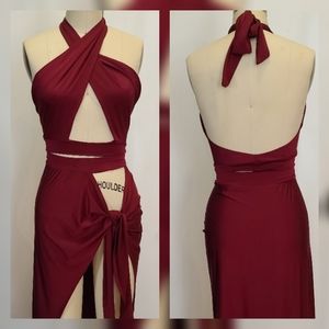 Fashion Nova Sexy Cross Wrap Crop Halter Tie Top Skirt Hot Girl SML Summer Set